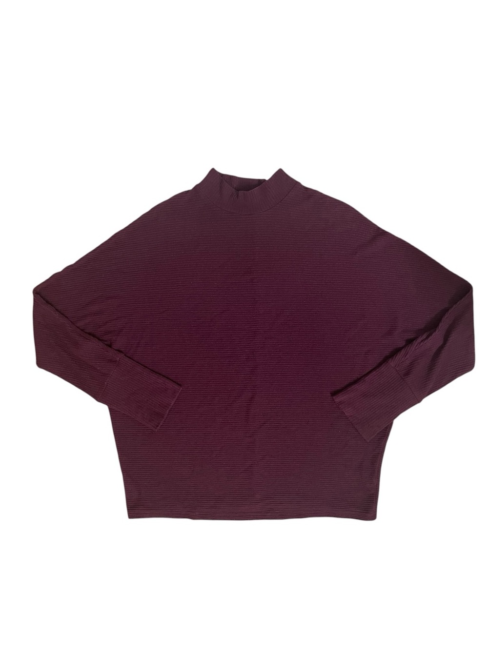 BP Nordstrom Women Plum Ribbed Mock Neck Dolman Batwing Sleeve Top Size M